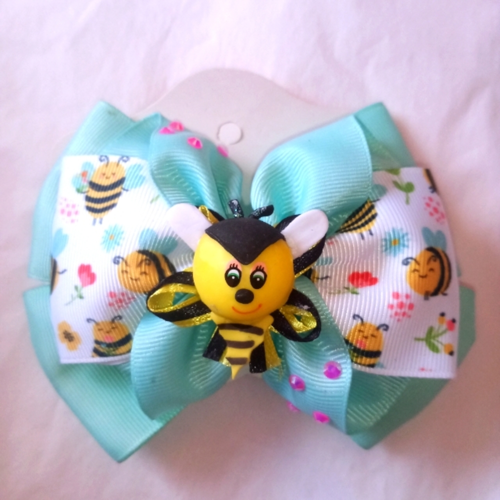 Bee girls bow handmade ( box Home )